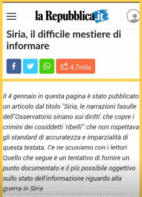 Repubblica e i ribelli siriani, ovvero della straordinaria libertà d’espressione del giornalismo italiano