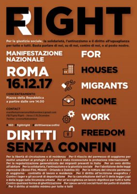 Casa, lavoro, dignità per ogni essere umano: manifestazione nazionale a Roma